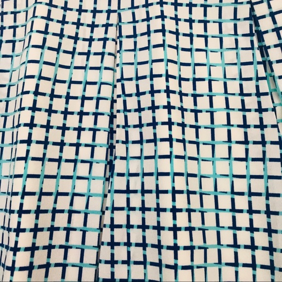 THE LIMITED Teal Blue and White Windowpane A-Line Midi Skirt 8 - Picture 3 of 7